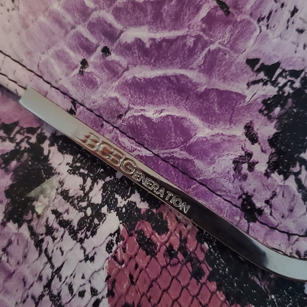 BCBGeneration Raspberry Faux Snakeskin  Envelope Clutch - Picture 2 of 5
